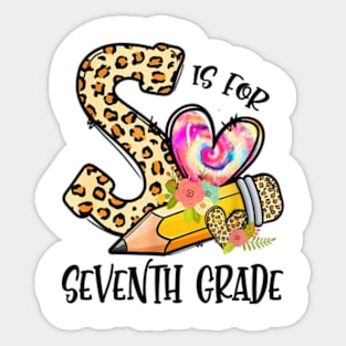 K Is For Seventh Grade Teacher Leopard First Day Of School Sticker